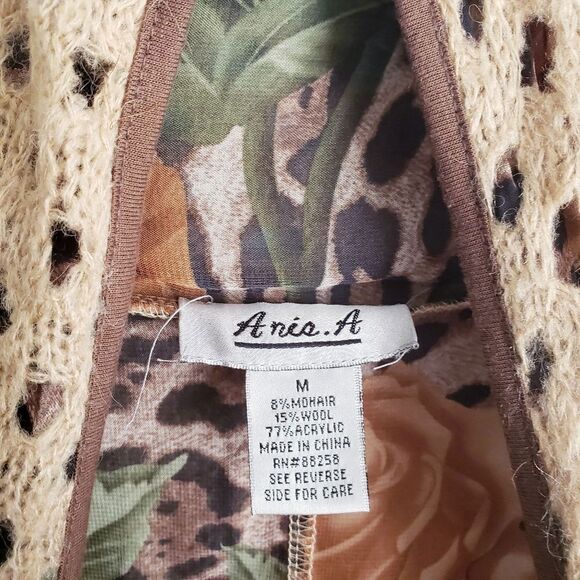 Anis A Artsy Leopard Print Sheer Embroidered Panel Flowy Knit Cardigan - Picture 5 of 8